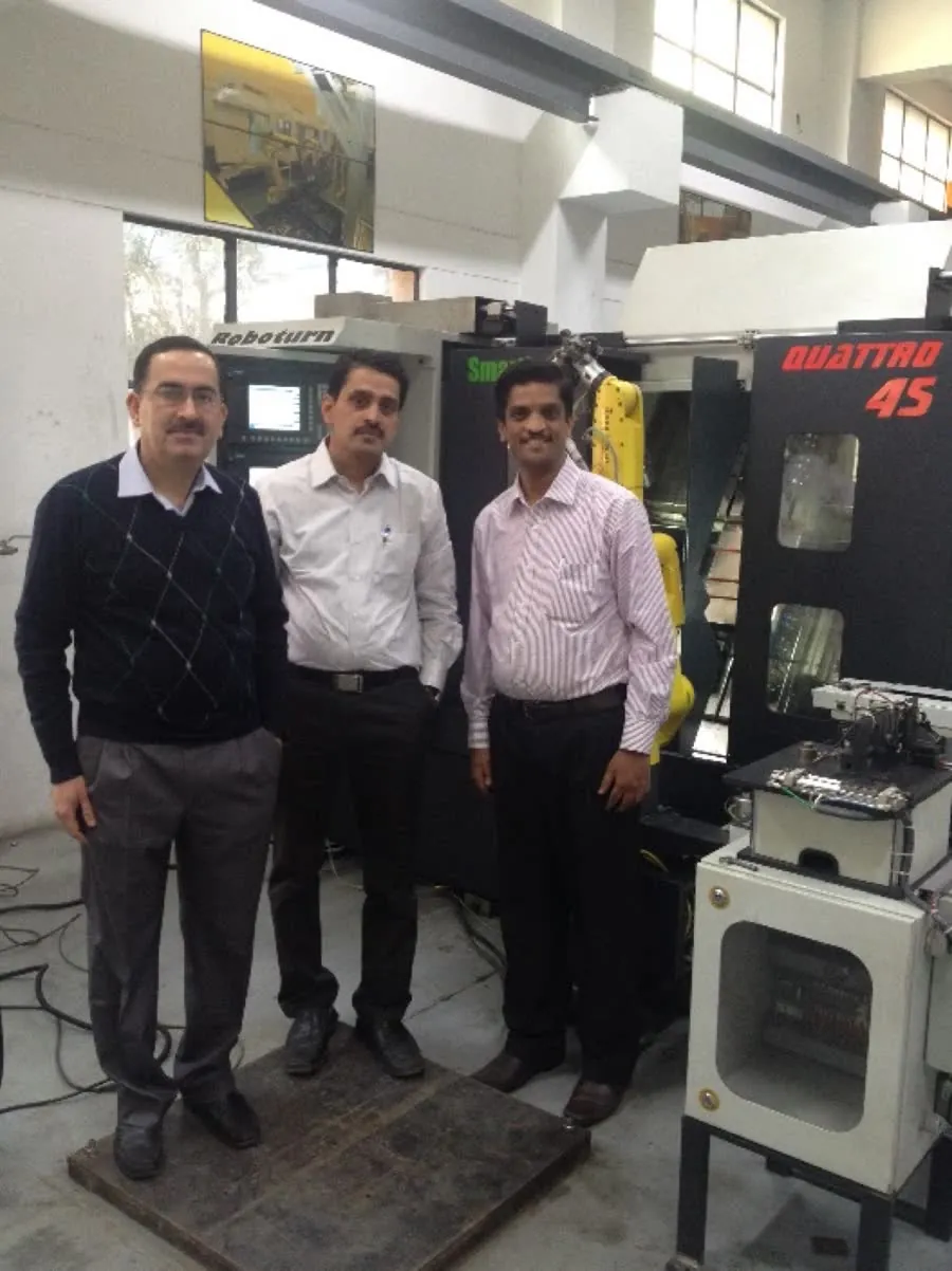 DPS team with a robotic turning cell at Marshall Machines, Ludhiana