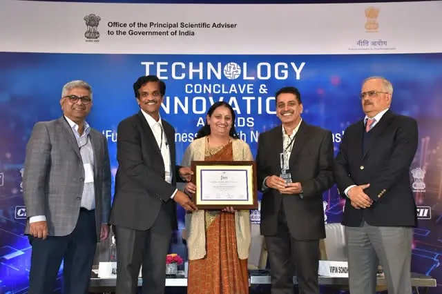 Awarded one of the top innovative companies of 2023 at the 10th Technology Conclave and Innovation Awards, Lalit Ashok, New Delhi, 26th December 2023. Dr. (Mrs.) Parvinder Maini, Scientific Advisor to the Prime Minister, presented the trophy and certificate.