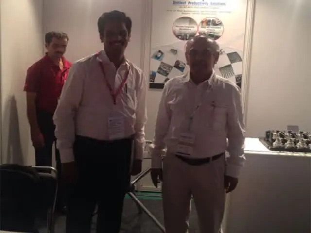 DPS at Indian Manufacturing Show 2014, BIEC, Bangalore. Mr. Yajna Narayana Kammaje, CEO – Sona Group and Chairman of the IMS Show, with Dr. Sudheendra.
