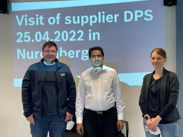 DPS visit to Bosch Rexroth AG, Nuremberg. Meetings with Mr. Martin Schmalzbauer, Mr. Benjamin Stoecklein, Mr. Martin Heinz, Ms. Meller, Mr. Christian Schobert and Ms. Angelika Styr.